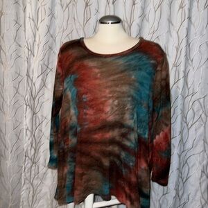 Brown green and rust in colors flows blouse.